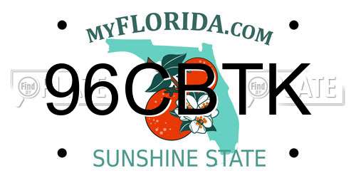 96CBTK Florida License Plate