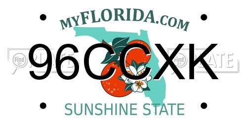 96CCXK Florida License Plate