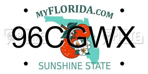 96CGWX Florida License Plate