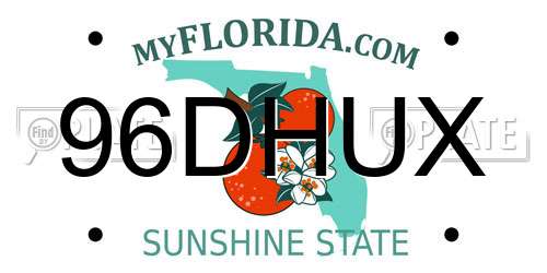 96DHUX Florida License Plate