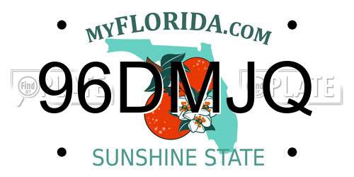 96DMJQ Florida License Plate