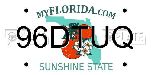 96DTUQ Florida License Plate