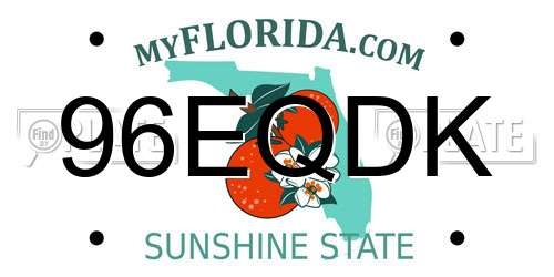 96EQDK Florida License Plate