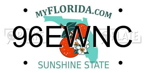 96EWNC Florida License Plate