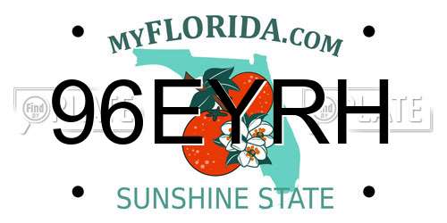 96EYRH Florida License Plate