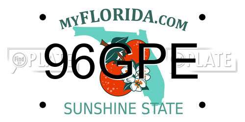 96GPE Florida License Plate