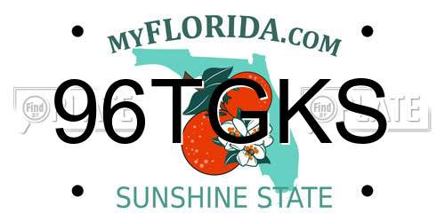 96TGKS Florida License Plate