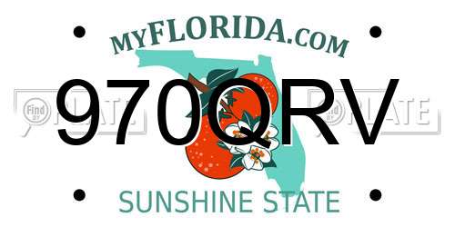 970QRV Florida License Plate