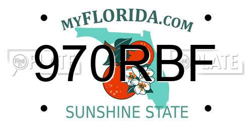 970RBF Florida License Plate