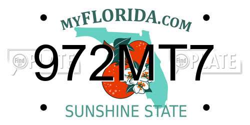 972MT7 Florida License Plate