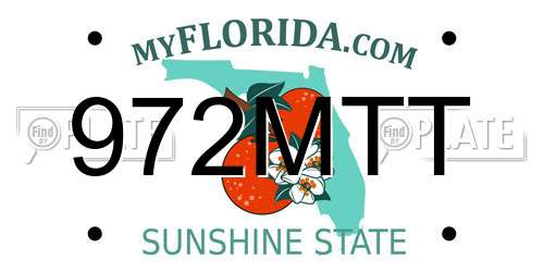 972MTT Florida License Plate