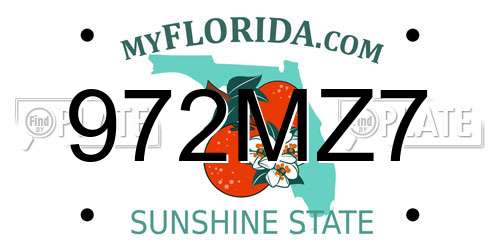 972MZ7 Florida License Plate