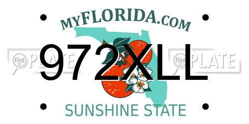972XLL Florida License Plate