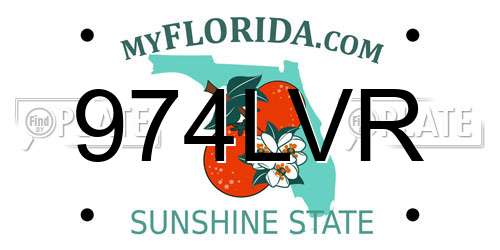 974LVR Florida License Plate