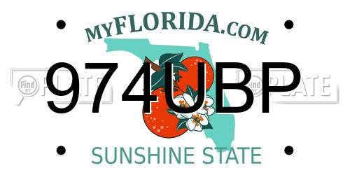 974UBP Florida License Plate