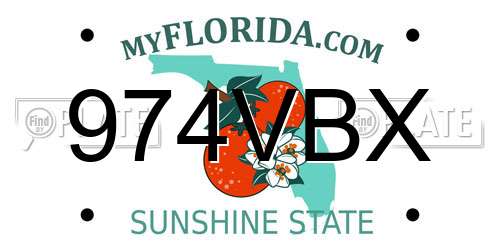 974VBX Florida License Plate