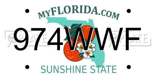 974WWF Florida License Plate