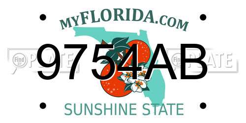 9754AB Florida License Plate