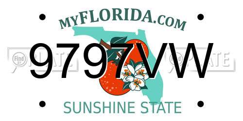 9797VW Florida License Plate