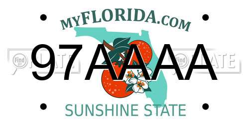 97AAAA Florida License Plate
