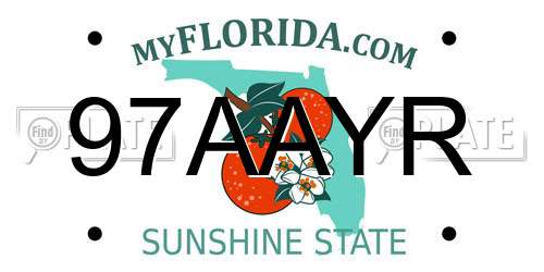 97AAYR Florida License Plate