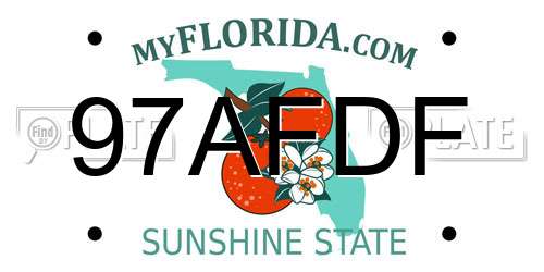 97AFDF Florida License Plate