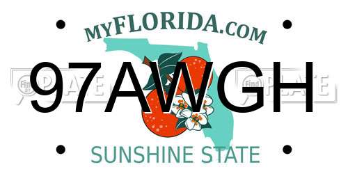97AWGH Florida License Plate
