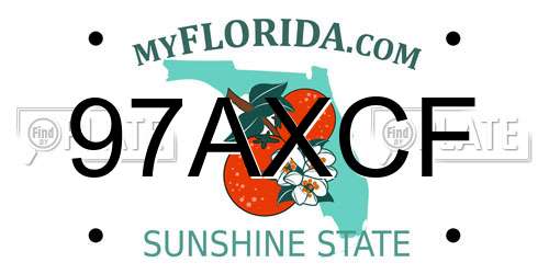 97AXCF Florida License Plate