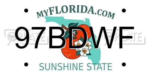 97BDWF Florida License Plate