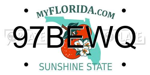 97BEWQ Florida License Plate