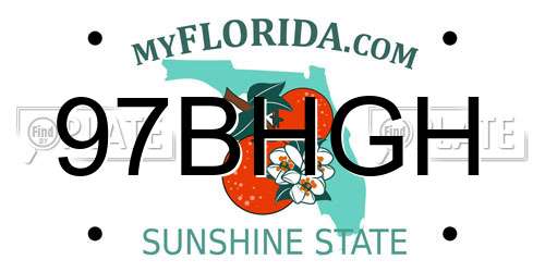 97BHGH Florida License Plate