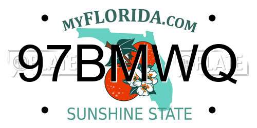 97BMWQ Florida License Plate