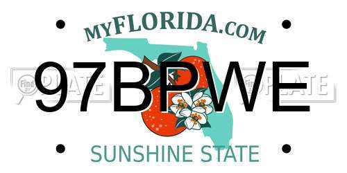 97BPWE Florida License Plate