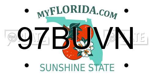 97BUVN Florida License Plate