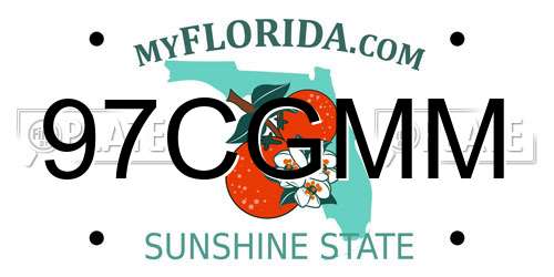 97CGMM Florida License Plate