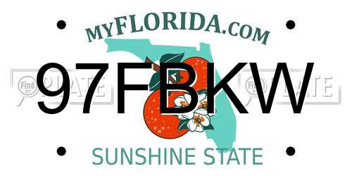 97FBKW Florida License Plate