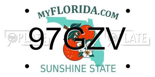 97GZV Florida License Plate