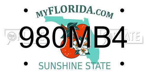 980MB4 Florida License Plate