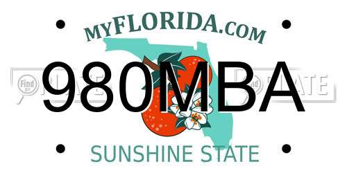 980MBA Florida License Plate