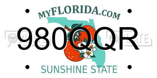 980QQR Florida License Plate