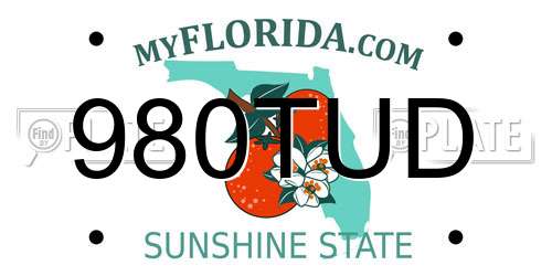 980TUD Florida License Plate