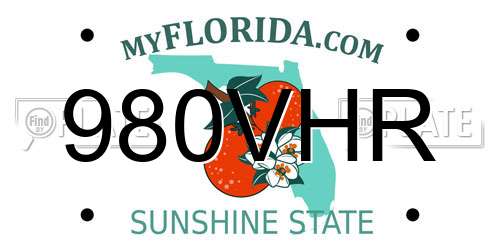 980VHR Florida License Plate