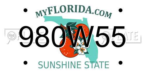 980W55 Florida License Plate