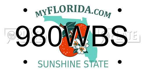 980WBS Florida License Plate