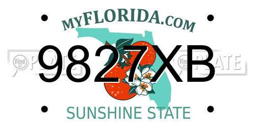 9827XB Florida License Plate