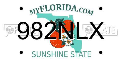 982NLX Florida License Plate