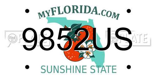 9852US Florida License Plate