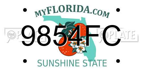 9854FC Florida License Plate