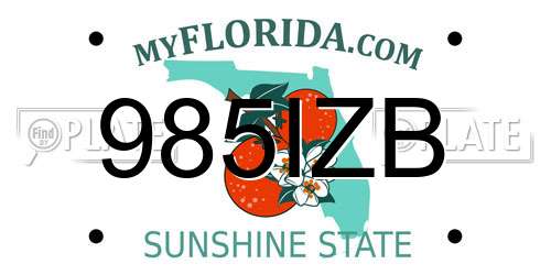 985IZB Florida License Plate