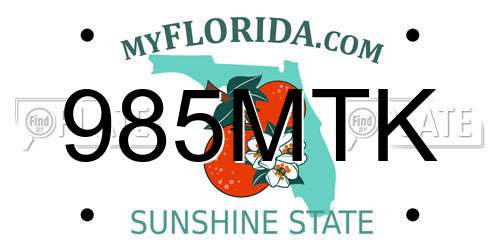 985MTK Florida License Plate